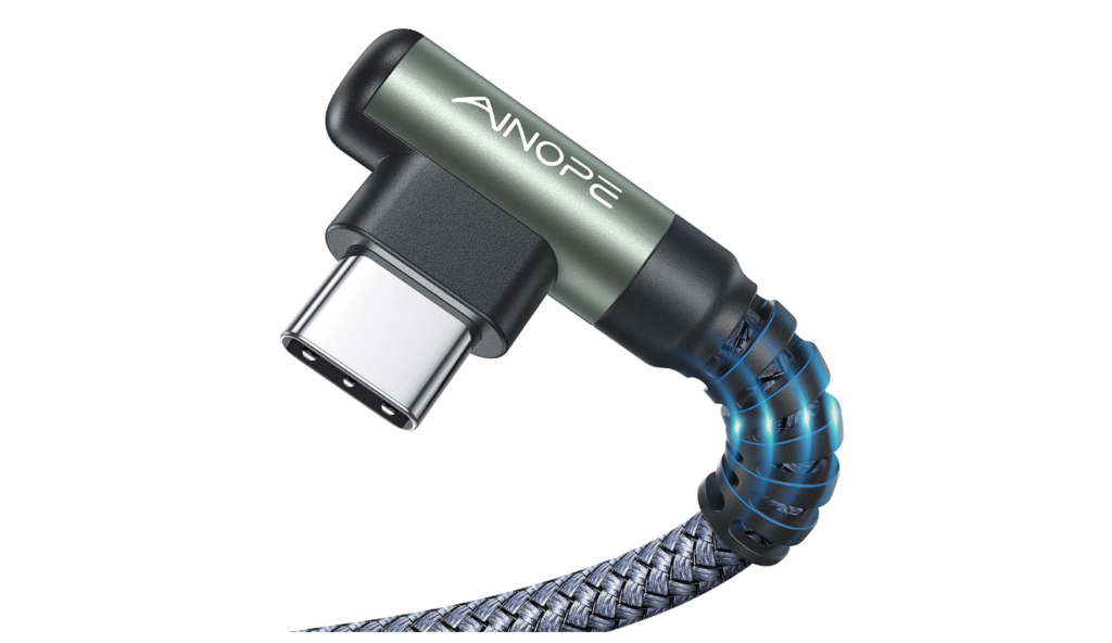 AINOPE Cable USB a USB C [2 unidades, 6.6 pies] 3.1A tipo C cargador de carga rápida  cable USB C en ángulo recto para iPhone 17 Carplay, Galaxy S10+ S10 S9, Note 10 9, LG V30, Moto, iPhone 16 15