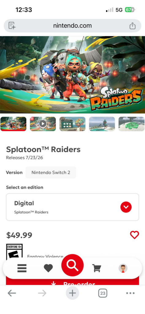 Splatoon Raiders 50$