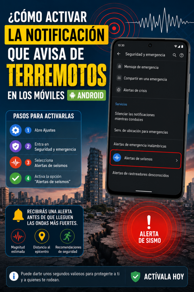 Cómo activar la notificación que avisa de los terremotos en los móviles Android